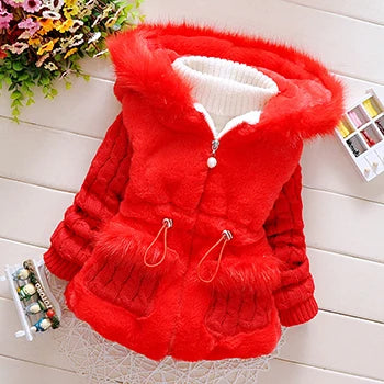 Plush Hooded Winter Jacket for Girls