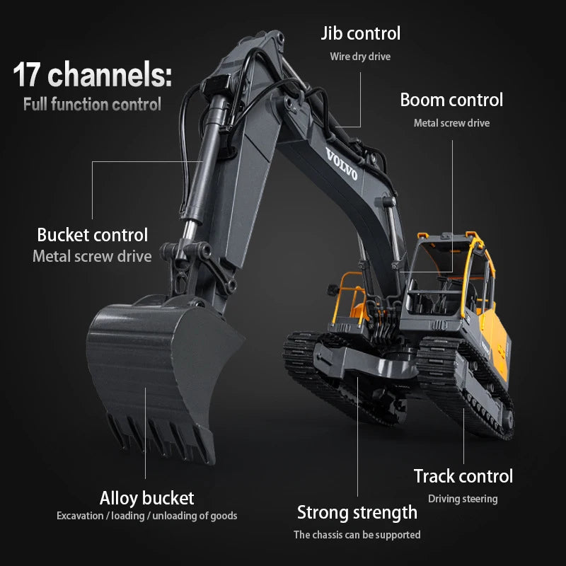 Large Rc Excavator 1:16 3 in1 Alloy Truck E590 Remote Control Engineering Vehicle - Volvo licensed