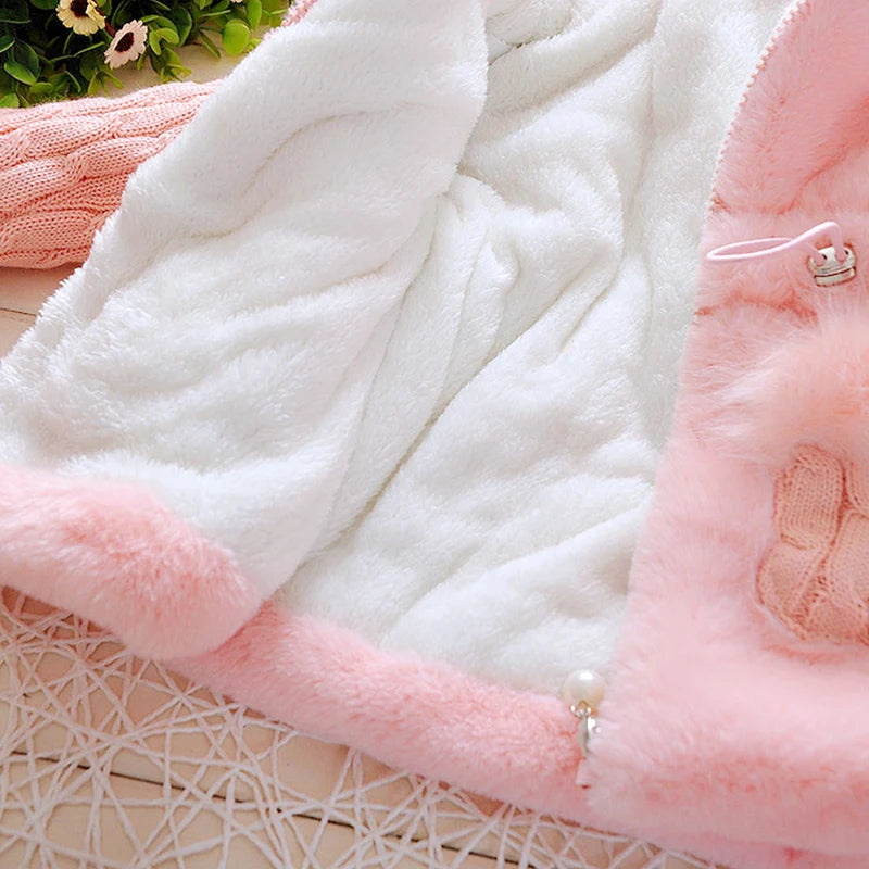 Plush Hooded Winter Jacket for Girls