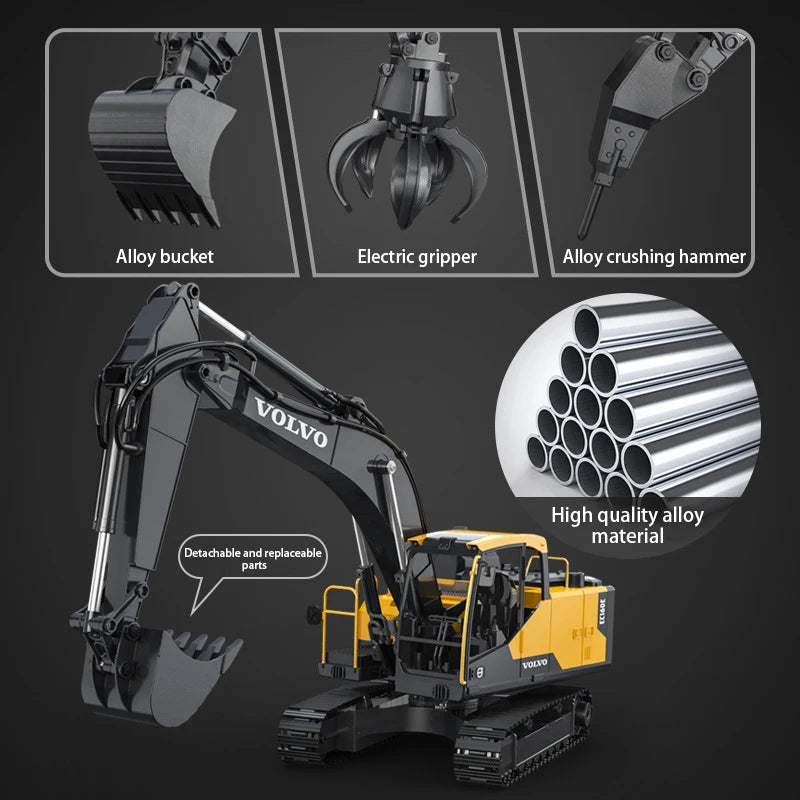 Large Rc Excavator 1:16 3 in1 Alloy Truck E590 Remote Control Engineering Vehicle - Volvo licensed