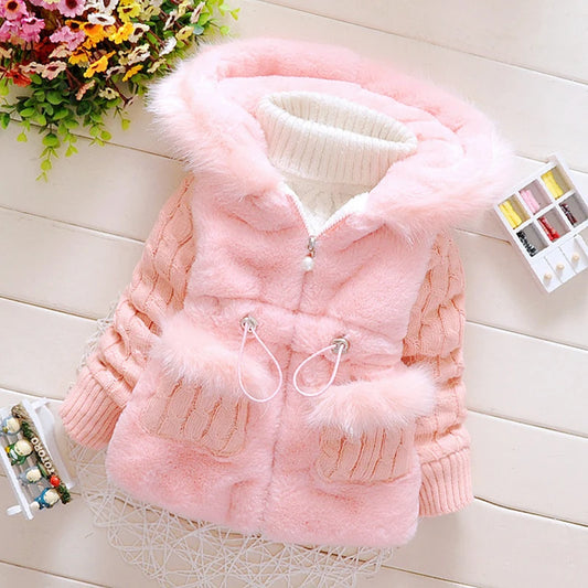 Plush Hooded Winter Jacket for Girls
