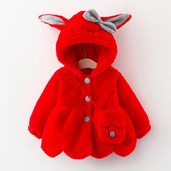 Plush Winter Coat with Rabbit Ears
