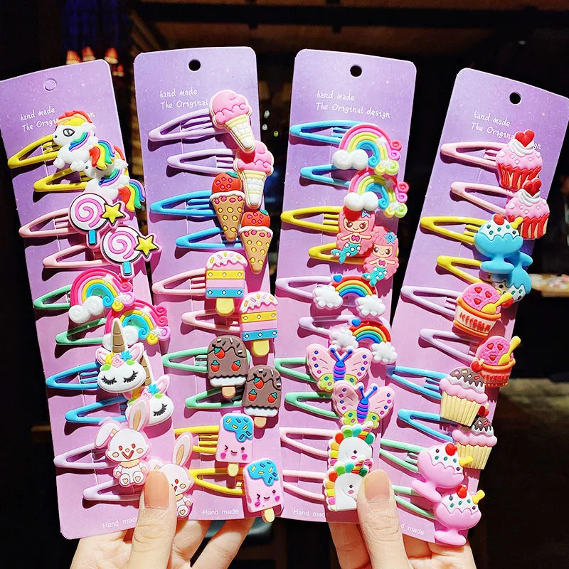 10-Piece Cartoon Hairpin Set
