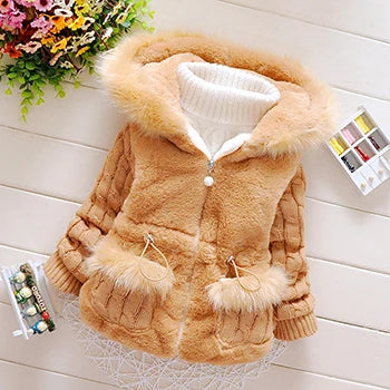 Plush Hooded Winter Jacket for Girls