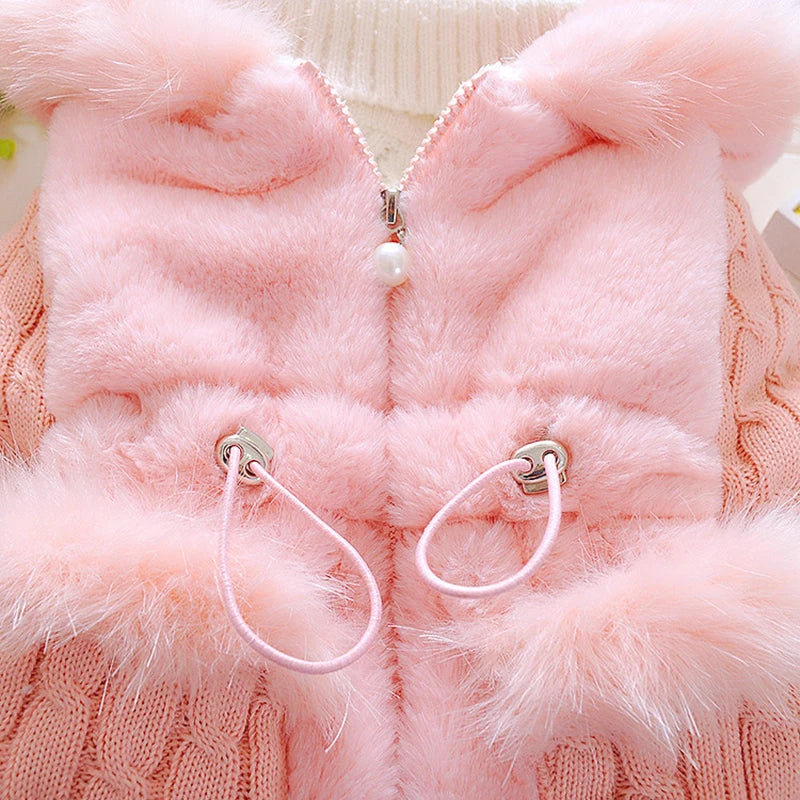 Plush Hooded Winter Jacket for Girls