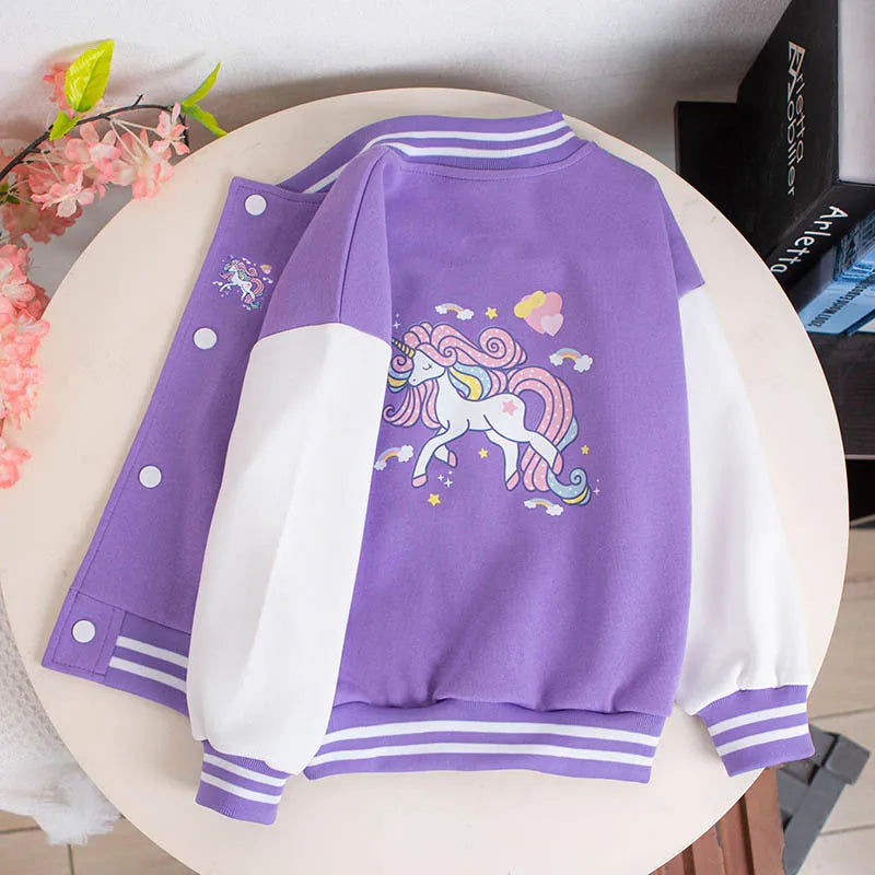 Girls’ Unicorn Baseball Jacket
