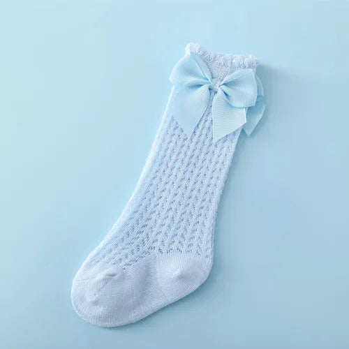 Bow Mesh Knee-High Socks
