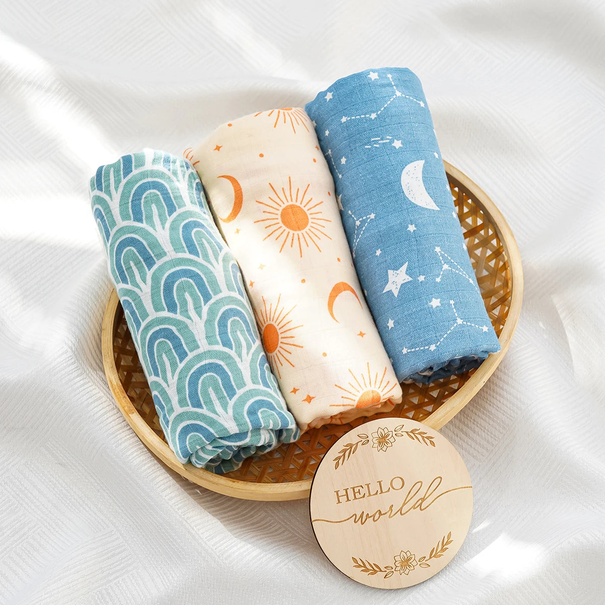 3-Pcs Cotton Swaddle Blanket Set