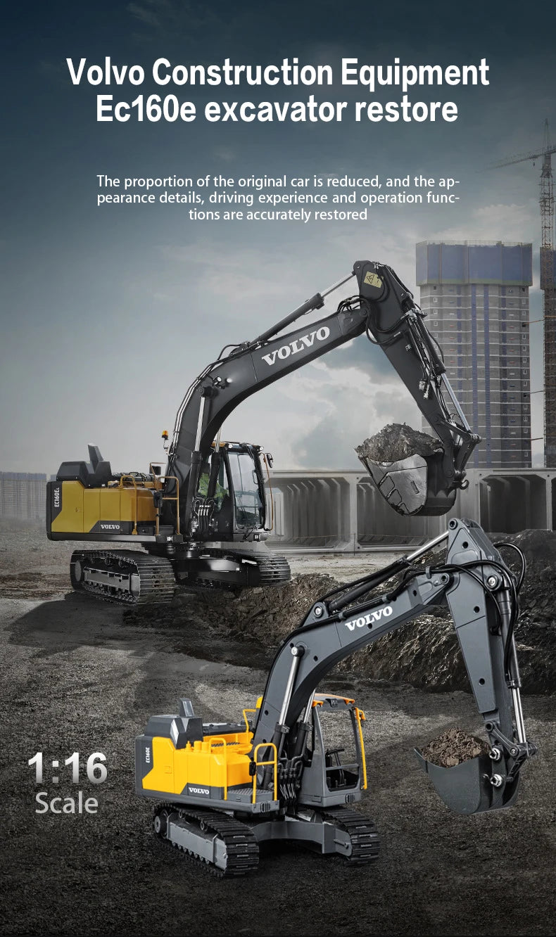Large Rc Excavator 1:16 3 in1 Alloy Truck E590 Remote Control Engineering Vehicle - Volvo licensed