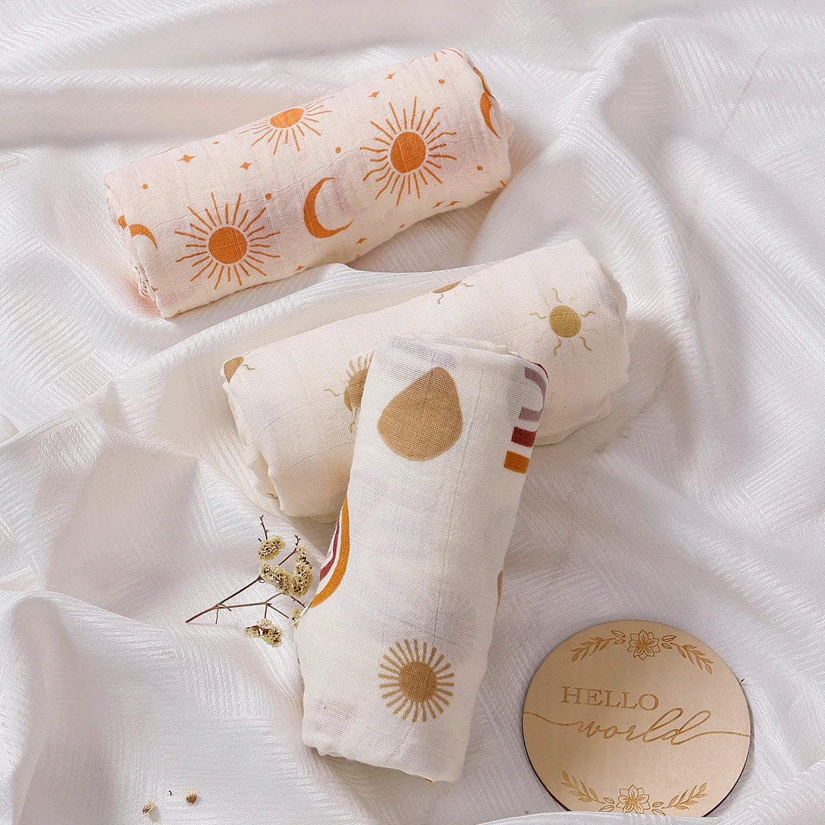 3-Pcs Cotton Swaddle Blanket Set