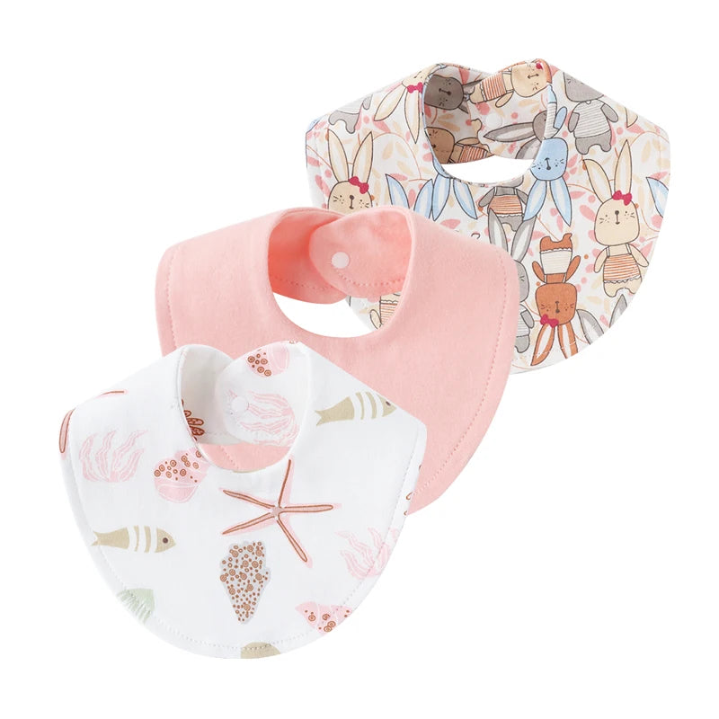 Cotton Baby Bibs - 3Pc