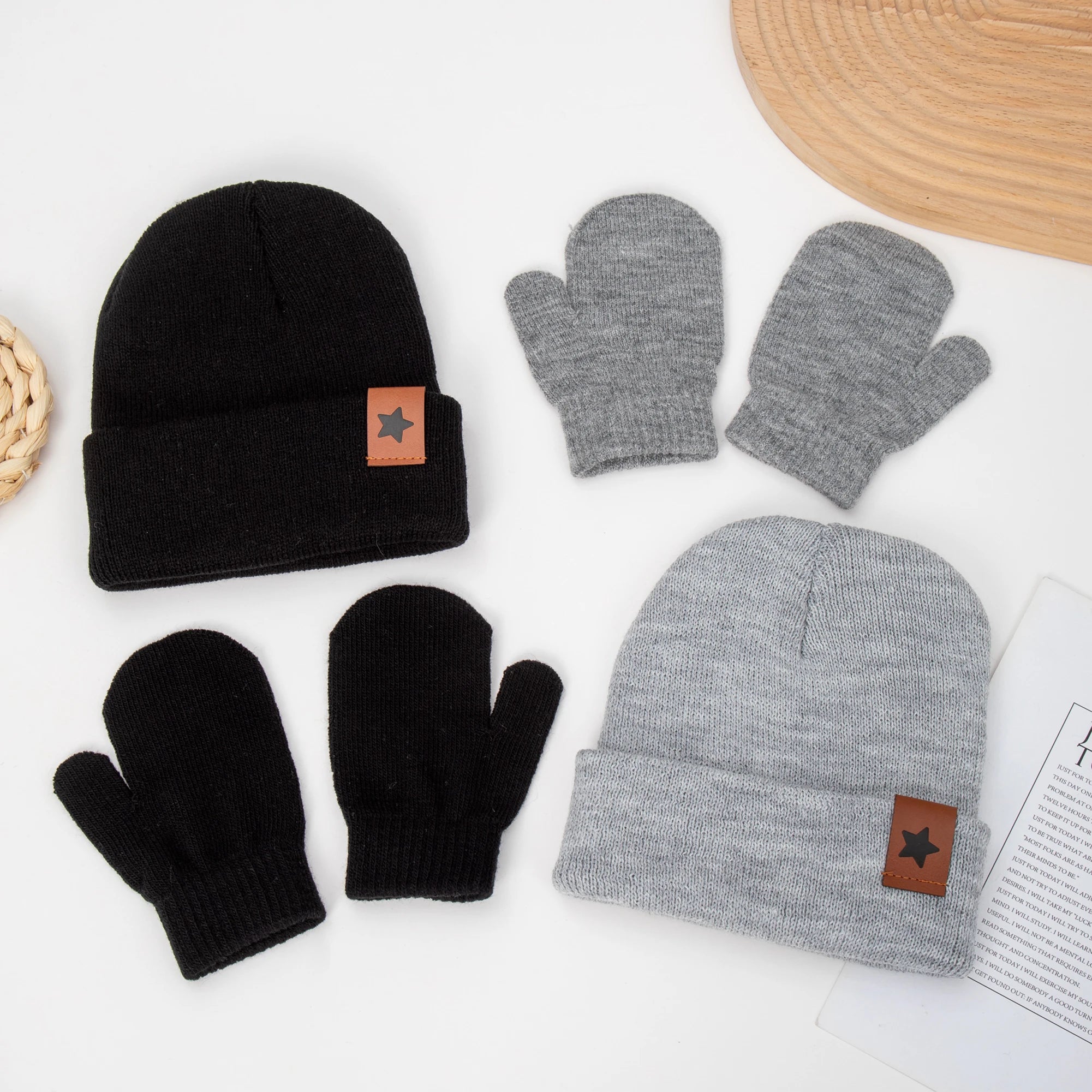 Winter Knitted Hat & Glove Set