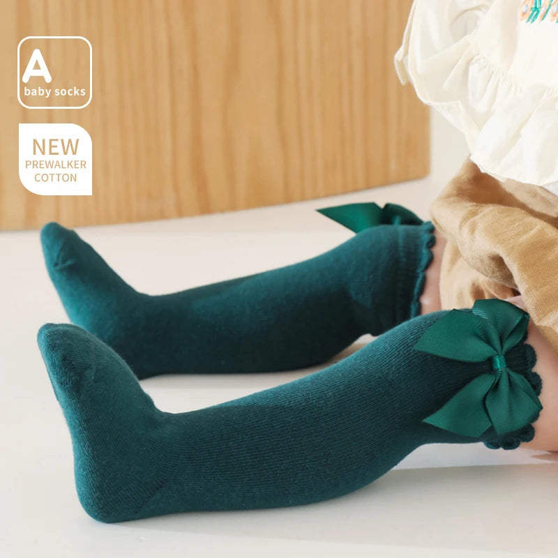 Bow Knee-High Cotton Socks