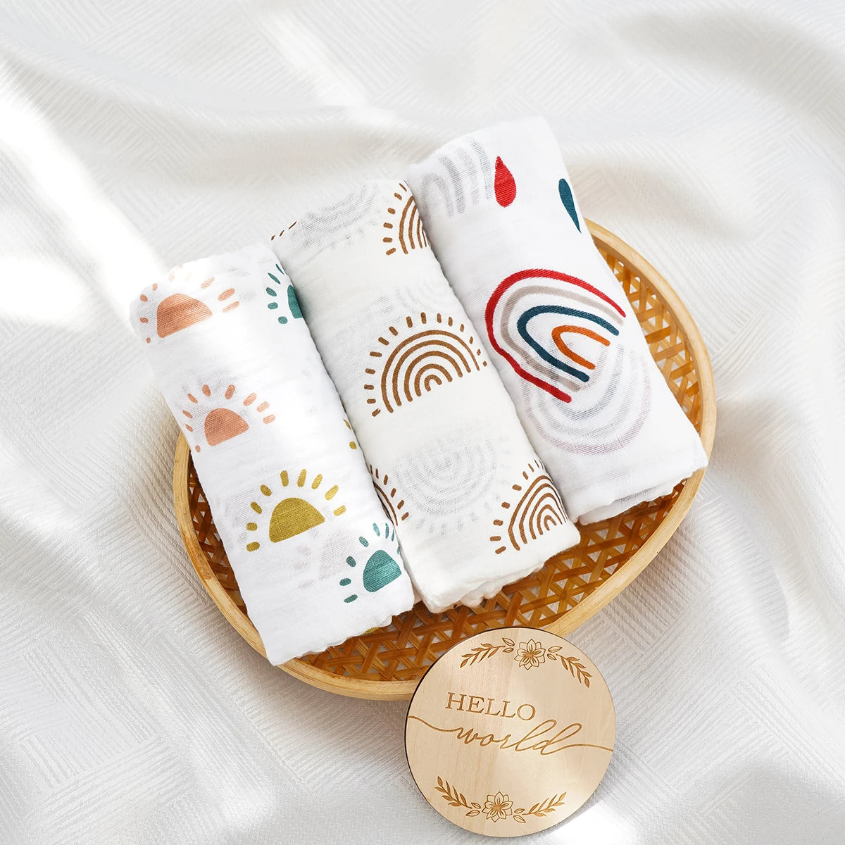 3-Pcs Cotton Swaddle Blanket Set