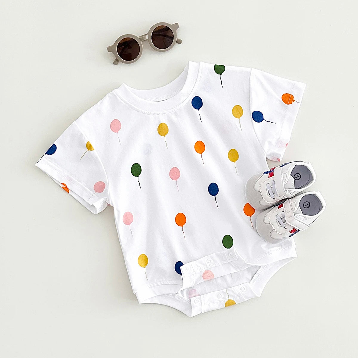Soft Cotton Bodysuit with Balloon Print