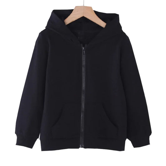 Solid Color Zip-Up Hoodie