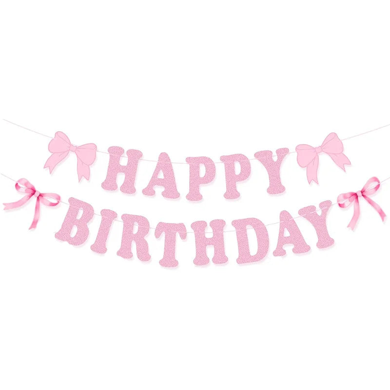 Pink Party Banner & Spirals