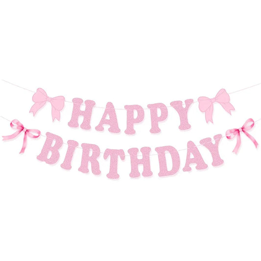 Pink Party Banner & Spirals