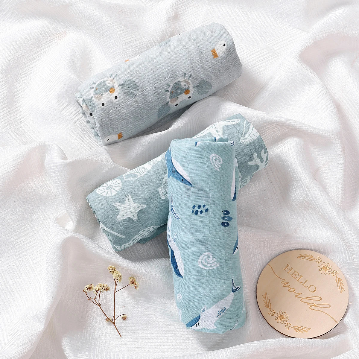 3-Pcs Cotton Swaddle Blanket Set