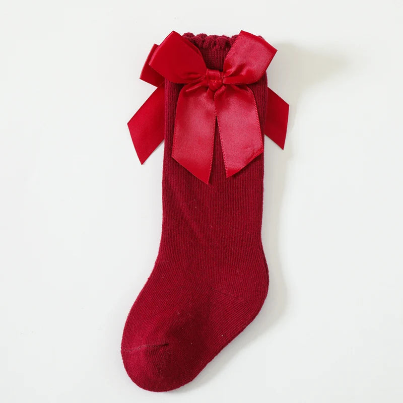 Bow Knee-High Cotton Socks