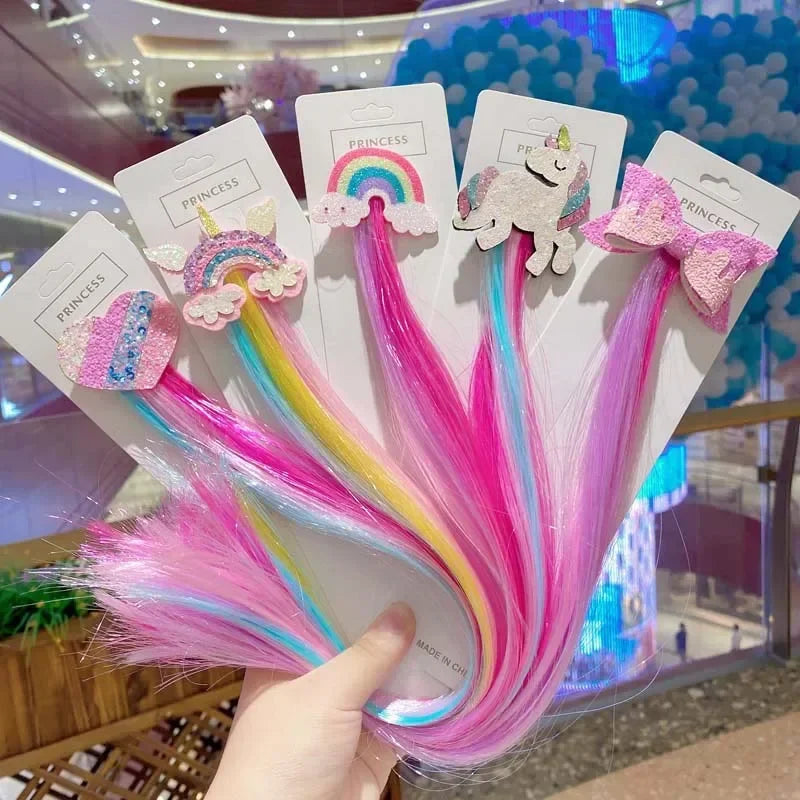 Girls' Colorful Clips with Wig