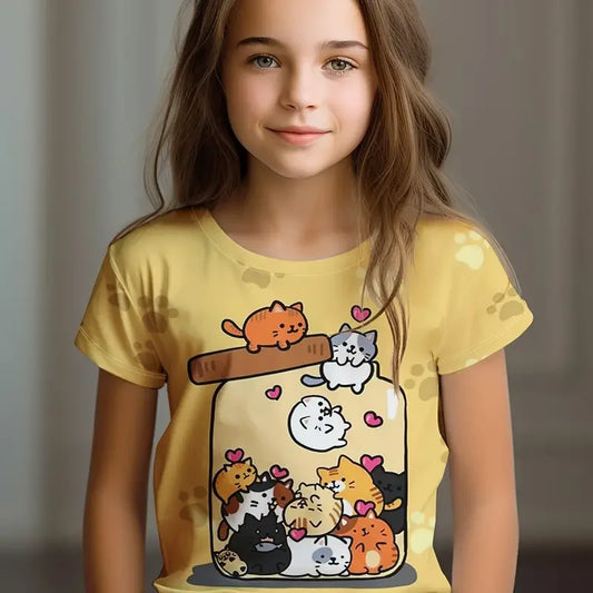 Girls' Cartoon Print T-Shirt