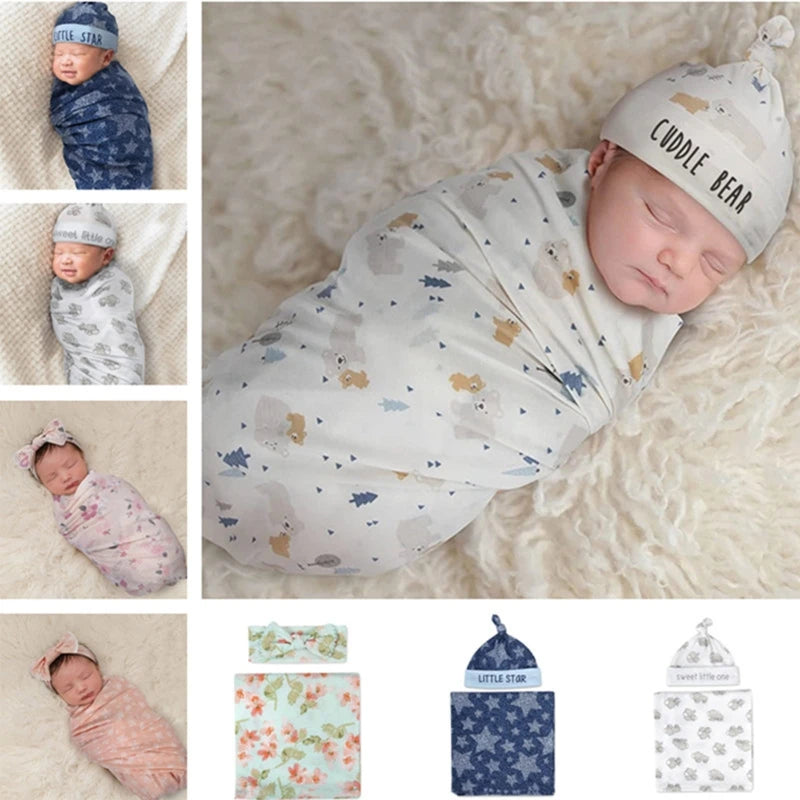 Newborn Swaddle Wrap & Beanie Set