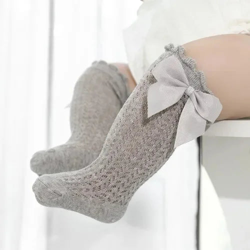 Baby Girl Bow Mesh Knee-High Socks