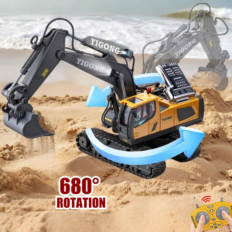 Kids Remote Control Excavator Toy – RC Construction Digger Truck with Lights & Sounds