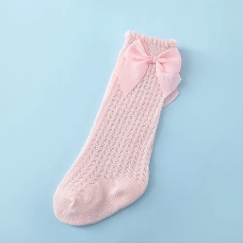 Bow Mesh Knee-High Socks