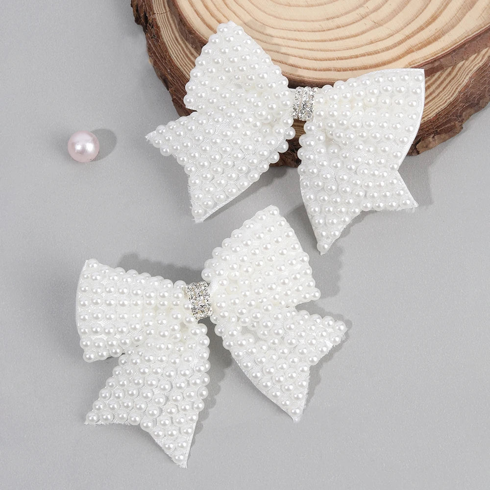 Pearl Hair Bow Clips - 2 Pcs