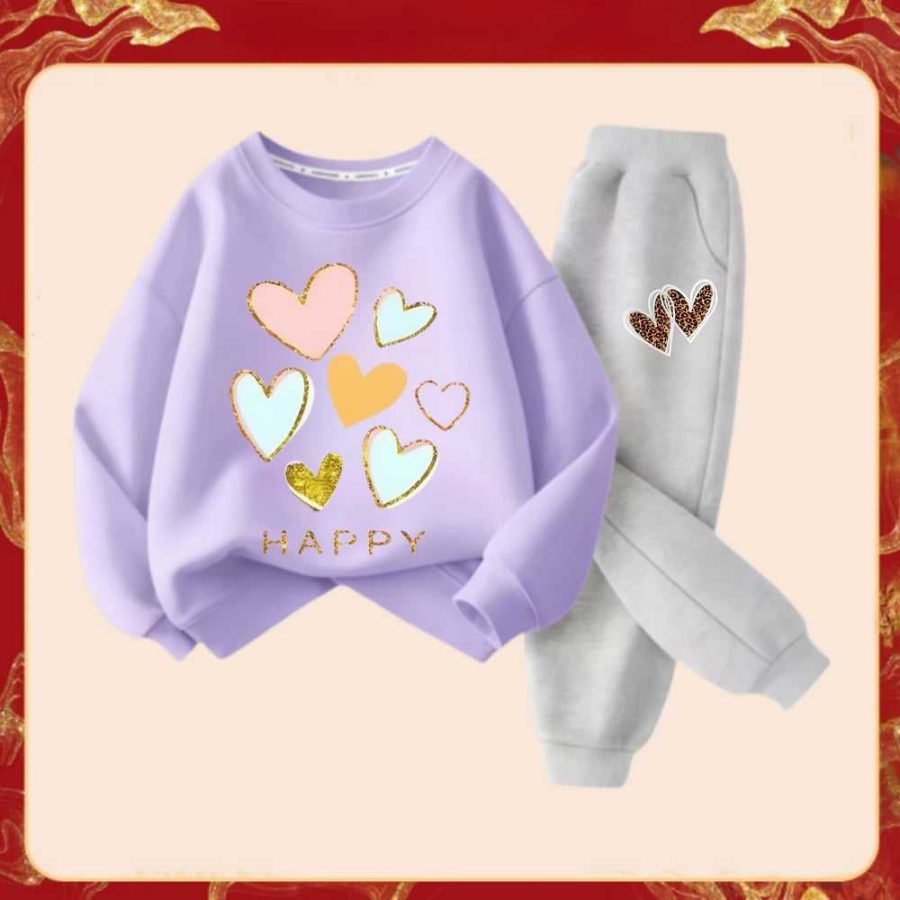 Girls' Heart Print Outfit