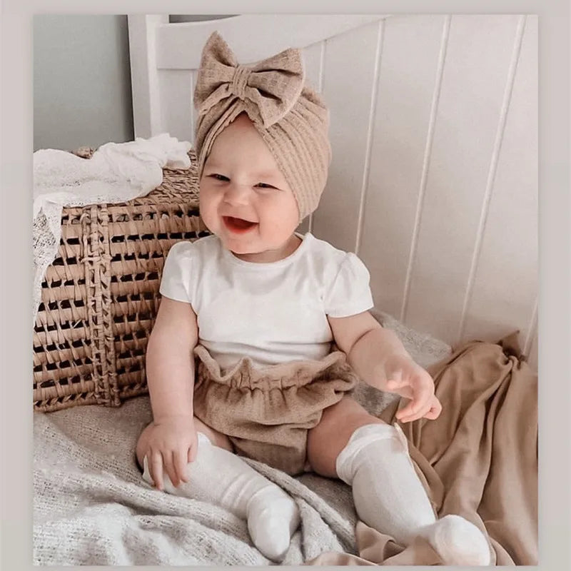 Baby Turban Hat with Big Bow for Newborns and Toddlers