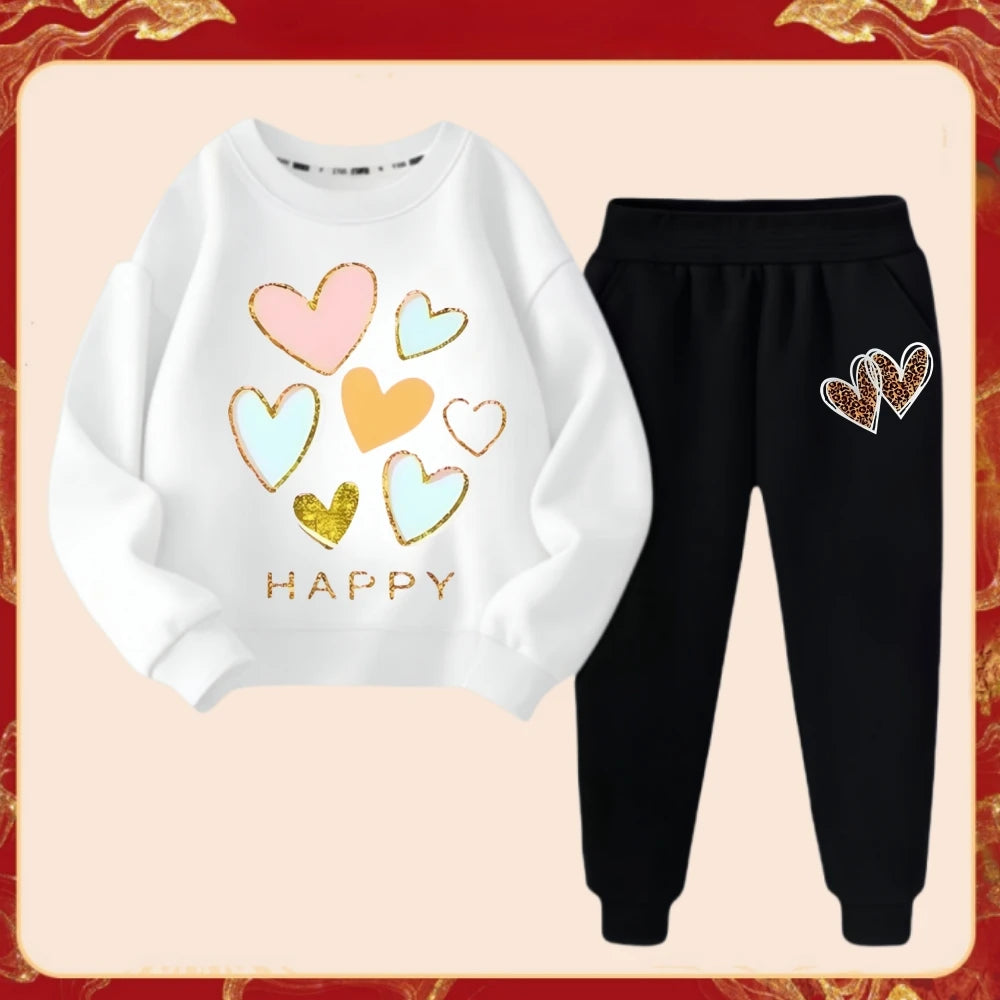 Girls' Heart Print Outfit