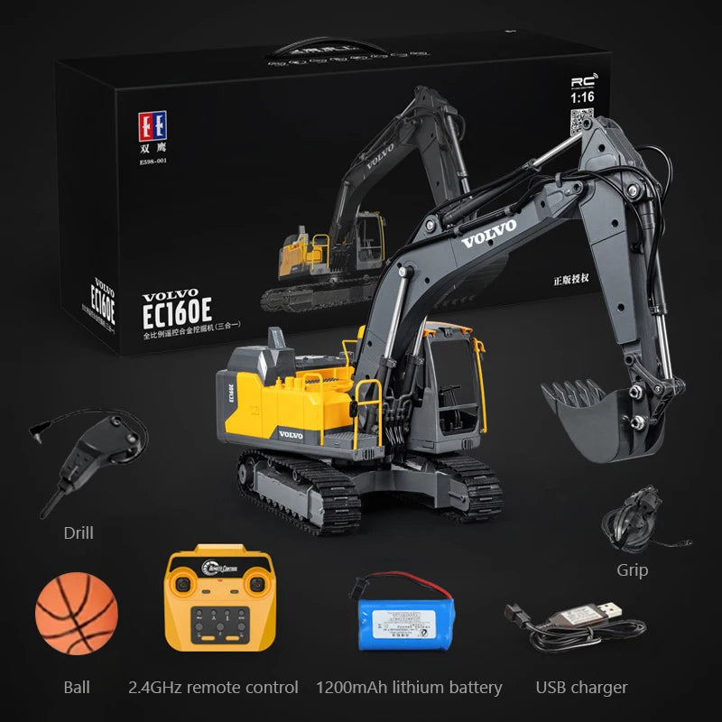 Large Rc Excavator 1:16 3 in1 Alloy Truck E590 Remote Control Engineering Vehicle - Volvo licensed