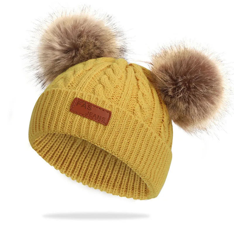 Double Wool Pompom Beanie