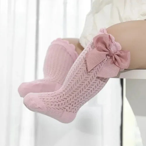 Baby Girl Bow Mesh Knee-High Socks