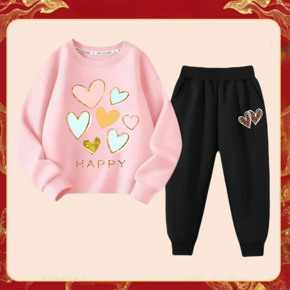 Girls' Heart Print Outfit
