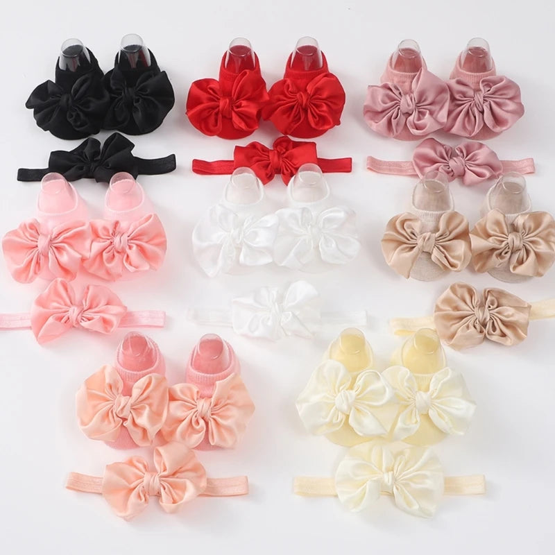 Baby Girl Bow Headband & Socks Set