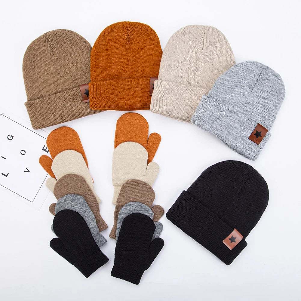Winter Knitted Hat & Glove Set