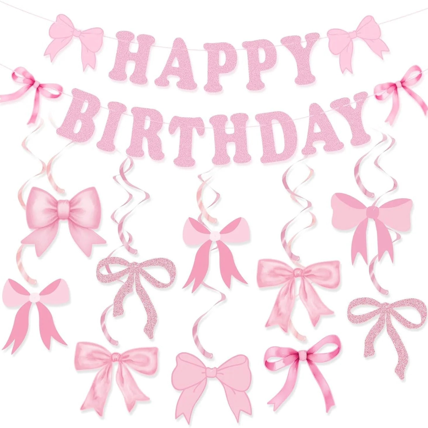 Pink Party Banner & Spirals