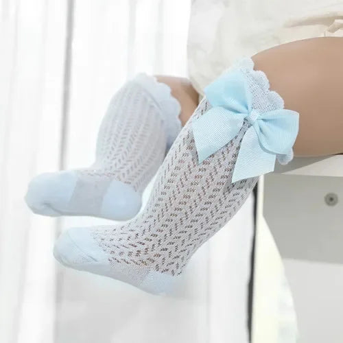 Baby Girl Bow Mesh Knee-High Socks