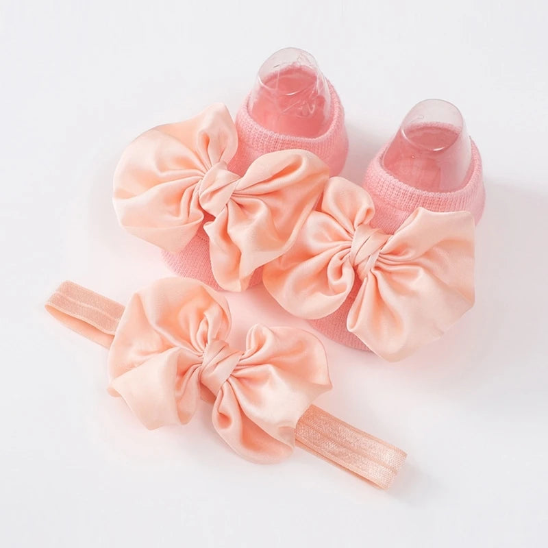 Baby Girl Bow Headband & Socks Set