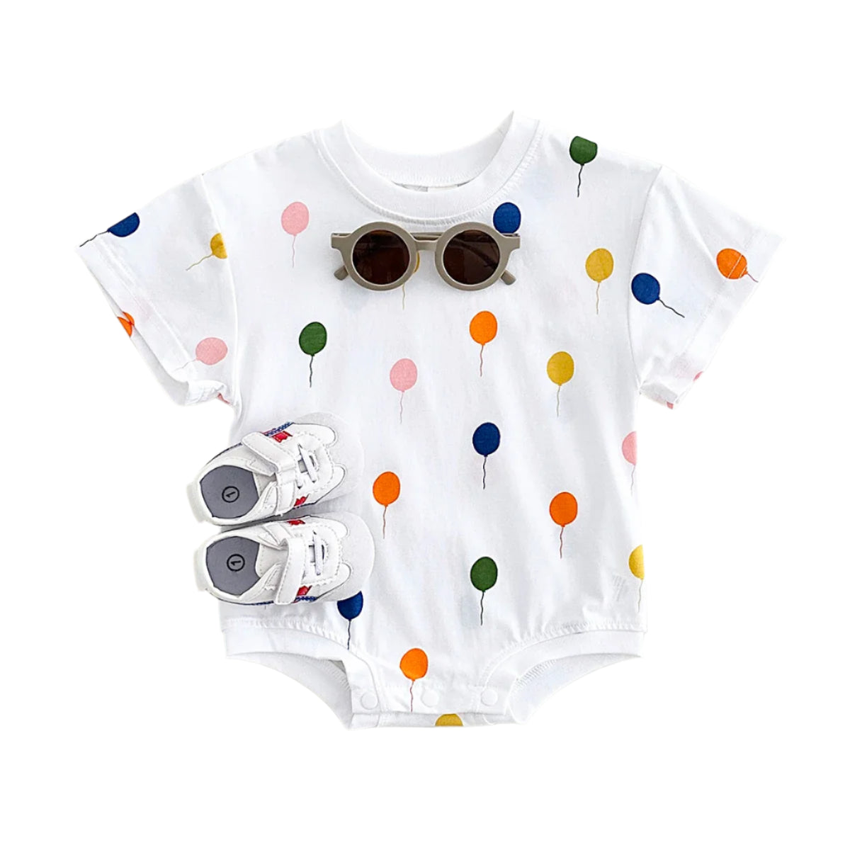 Soft Cotton Bodysuit with Balloon Print