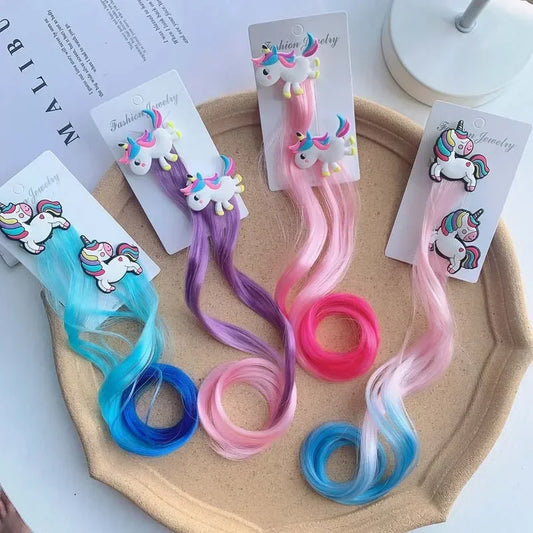 Girls' Colorful Clips with Wig