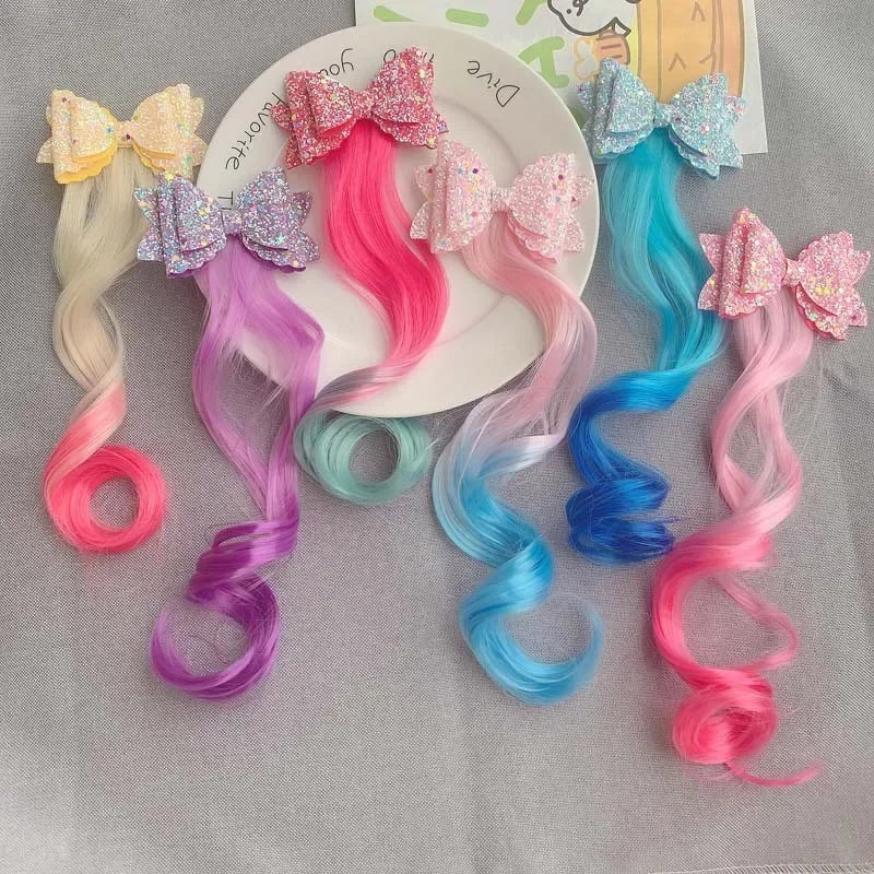 Girls' Colorful Clips with Wig