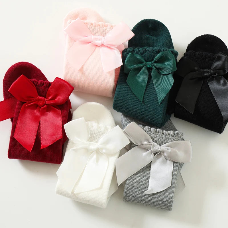 Bow Knee-High Cotton Socks