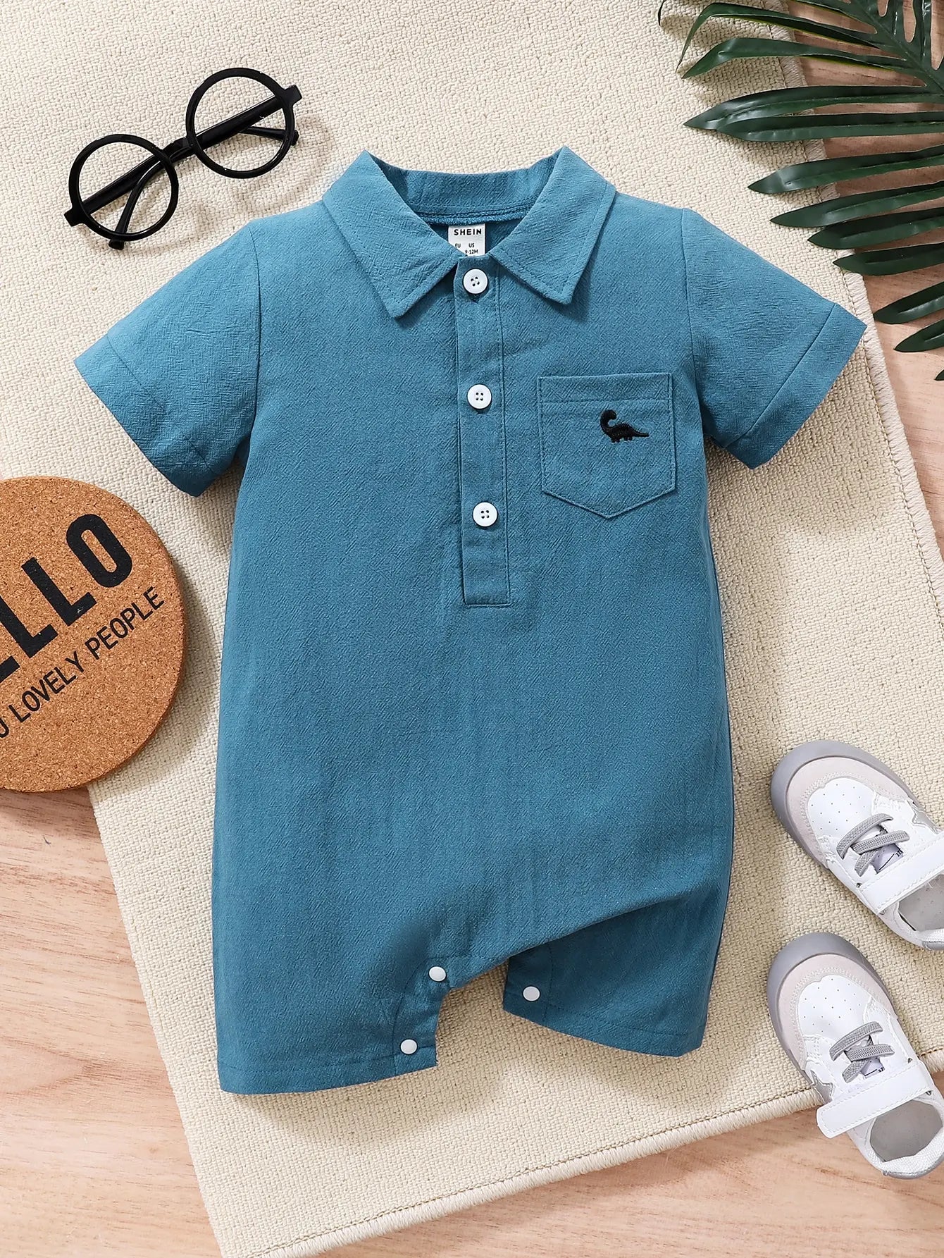 Dino Embroidered Baby Romper