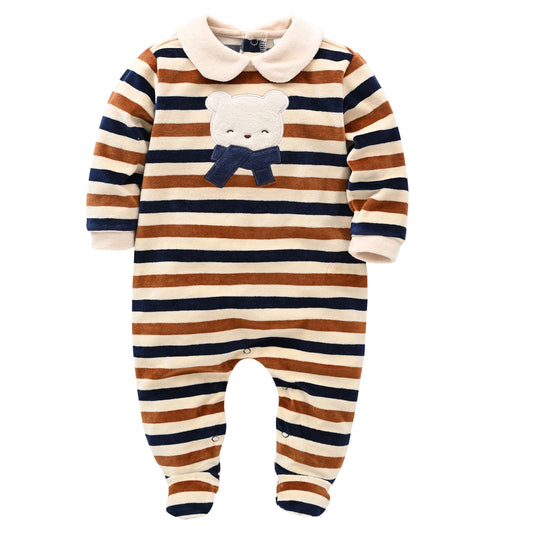 Striped Velour Baby Romper