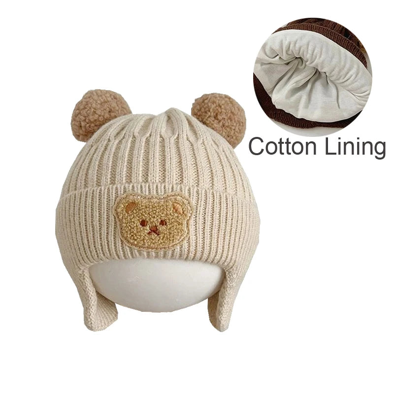 Knitted Bear Hat with Earflaps